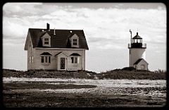 Goat Island Light Before Renovation in Maine - Sepia Tone